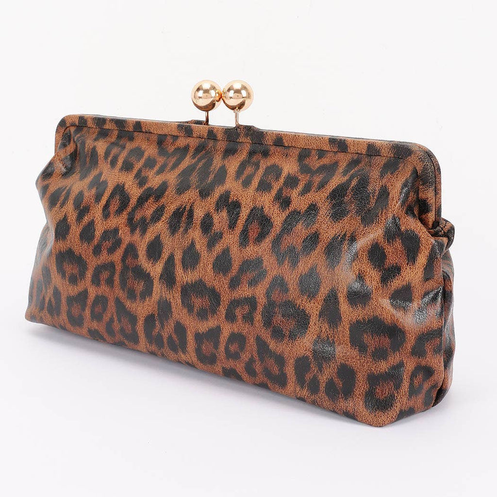 Faux Leather Frame Oversized Clutch
