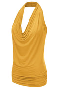 Halter Neck Draped Front Open Back Top
