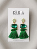 Emerald Elegance Tassel Earrings