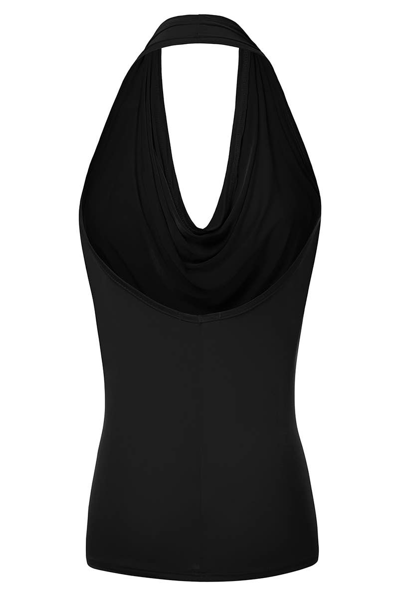 Halter Neck Draped Front Open Back Top