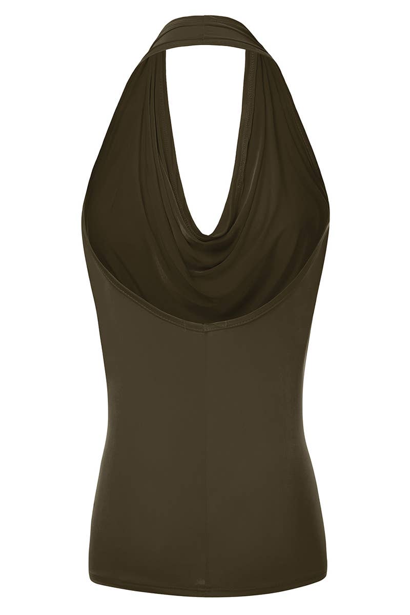 Halter Neck Draped Front Open Back Top