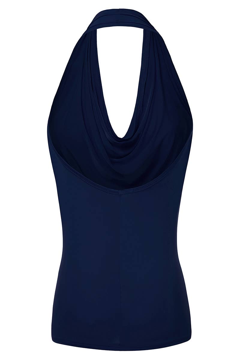 Halter Neck Draped Front Open Back Top
