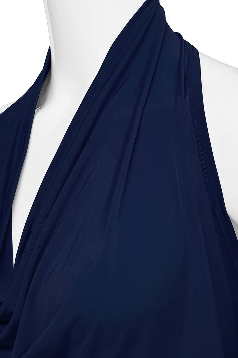 Halter Neck Draped Front Open Back Top
