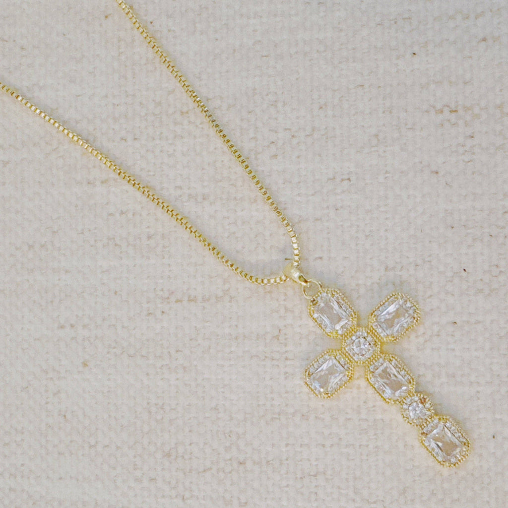 Vintage Sparkle Cross Pendant Necklace