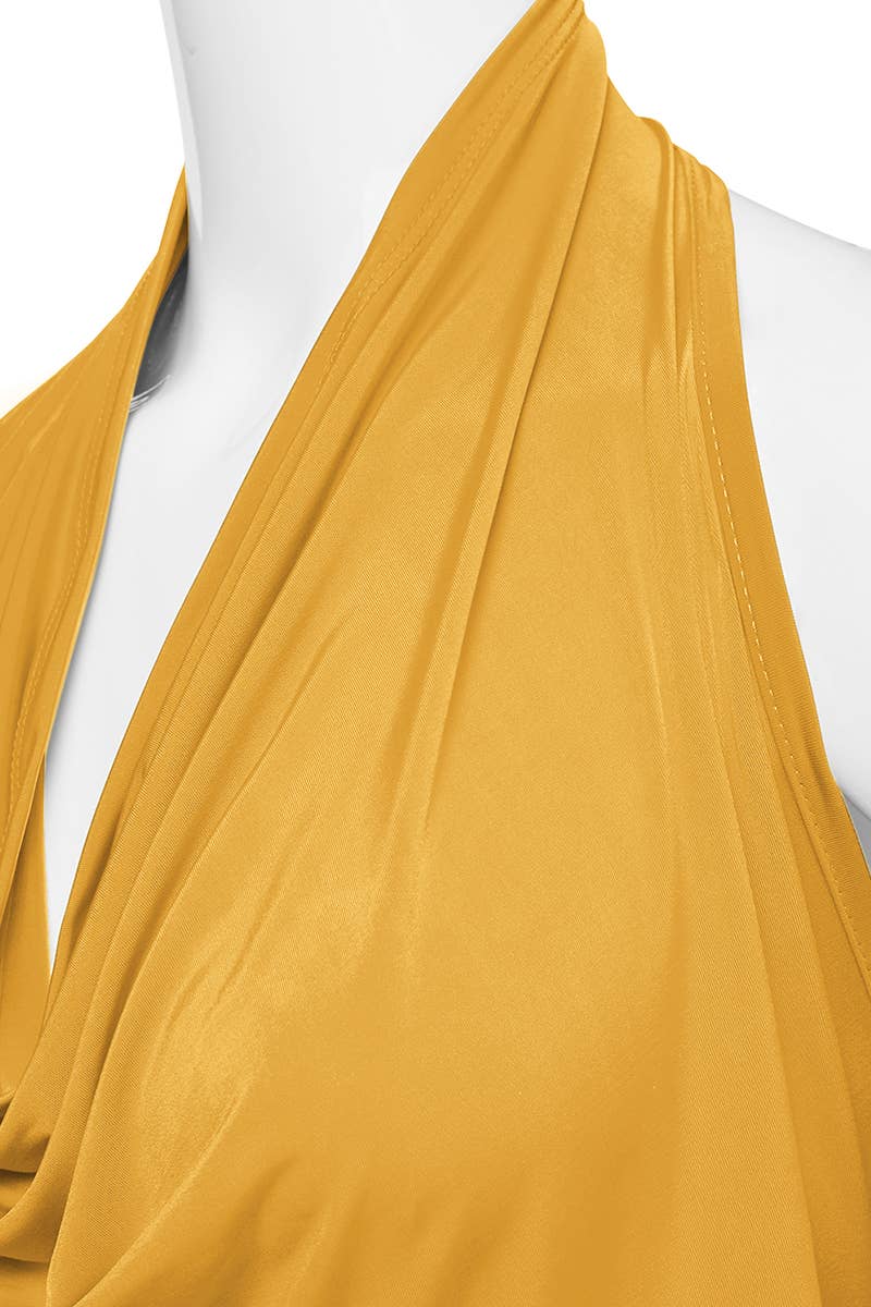Halter Neck Draped Front Open Back Top