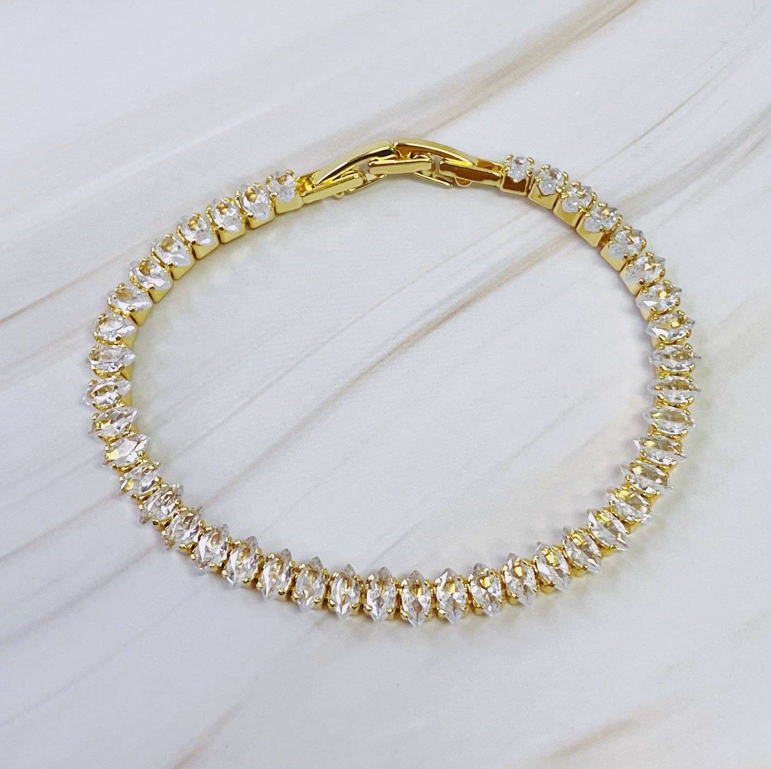 Marquise Cut Sparkle Tennis Bracelet