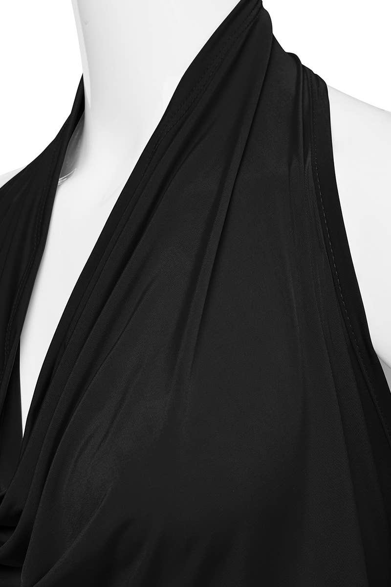 Halter Neck Draped Front Open Back Top
