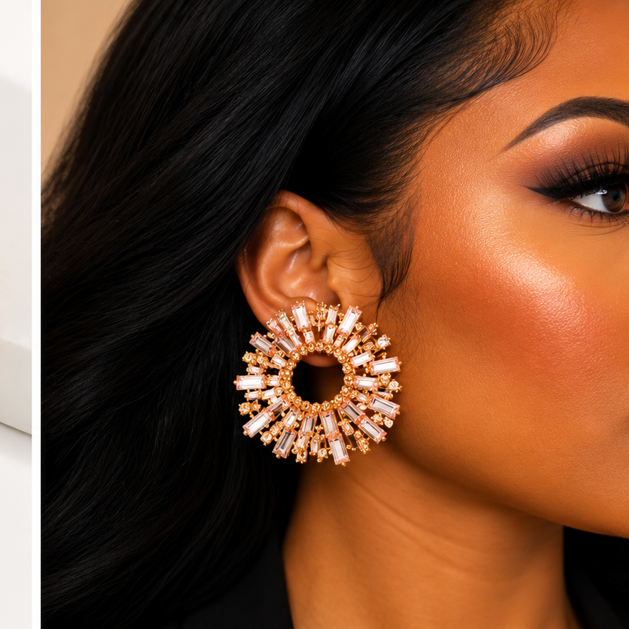 Champagne Glow Statement Earrings