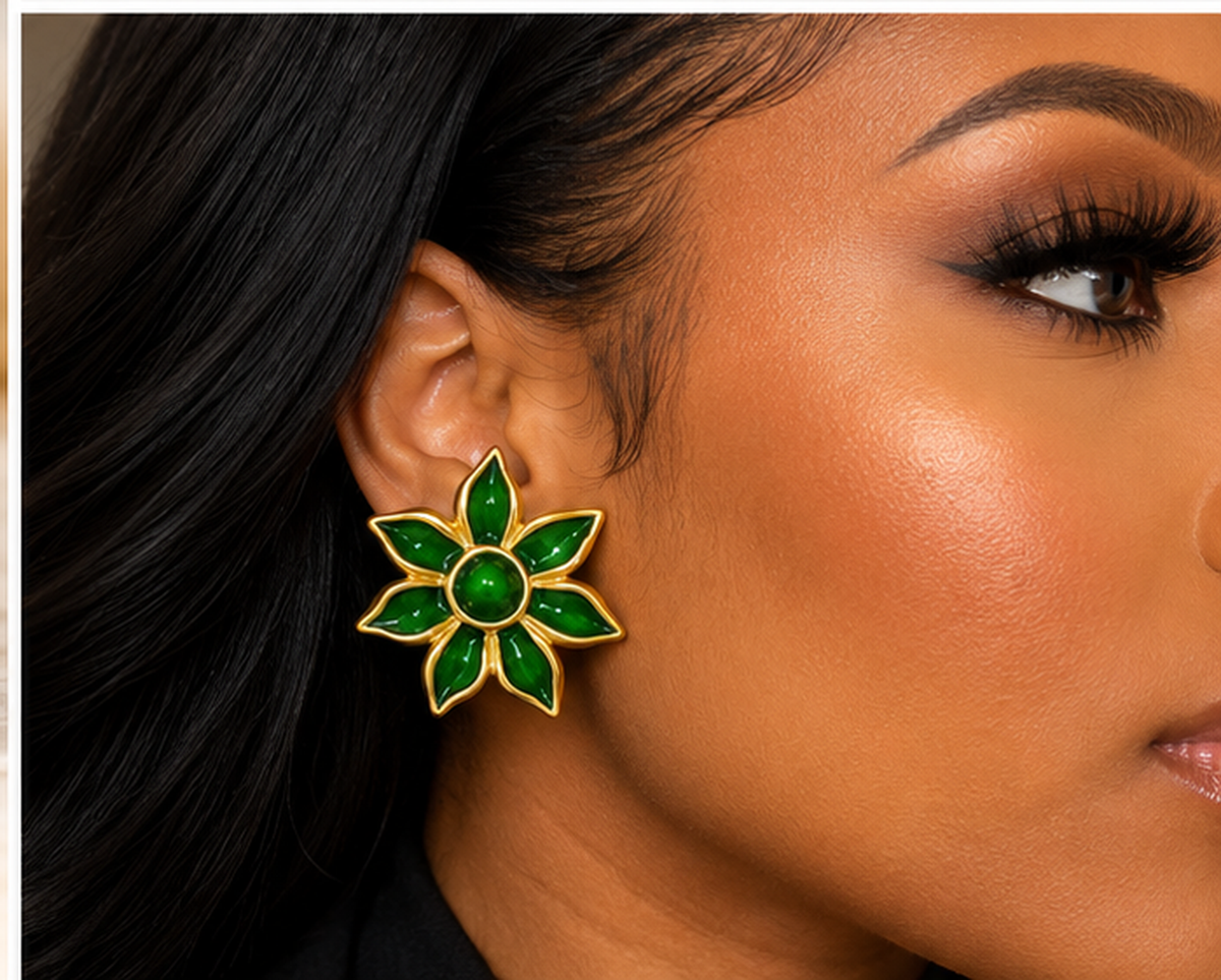 Emerald Bloom Statement Earrings
