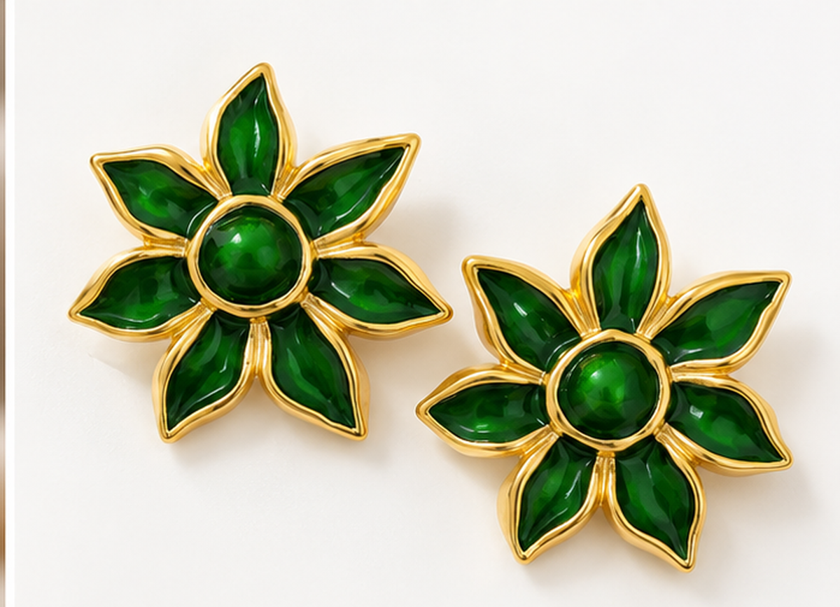 Emerald Bloom Statement Earrings