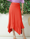 HANDKERCHIEF HEMLINE WAIST LONG FLOWY SKIRT